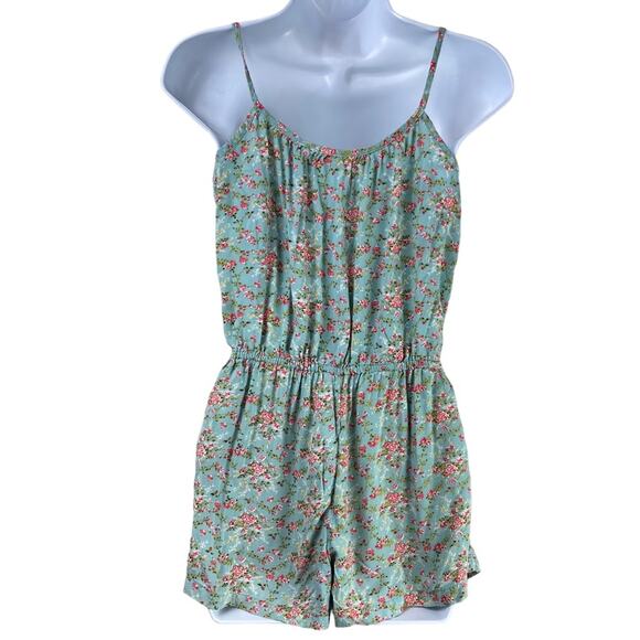 Floral Romper Forever 21 Size Small Green Pink - Picture 3 of 7
